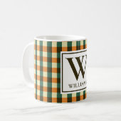 Custom Monogram Plaid Mug Gift for Women & Men コーヒーマグカップ (正面左)
