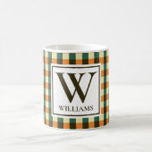 Custom Monogram Plaid Mug Gift for Women & Men コーヒーマグカップ (中央)