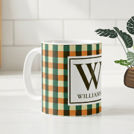 Custom Monogram Plaid Mug Gift for Women & Men コーヒーマグカップ