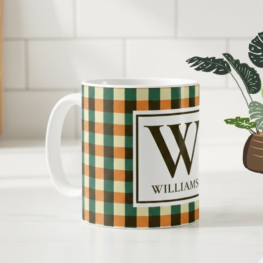 Custom Monogram Plaid Mug Gift for Women & Men コーヒーマグカップ