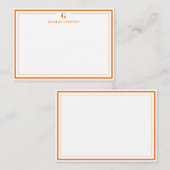 Custom Monogram Pumpkin Orange Border Stationery ノートカード (正面/裏面)