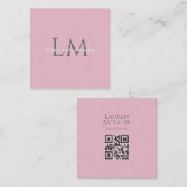 Custom Monogram QR Calling Card Pink Taupe コーリングカード