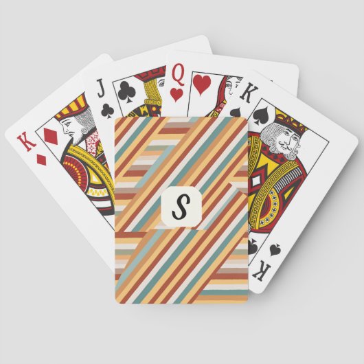 Custom Monogram Retro 70s Geometric Poker Cards トランプ (裏面)