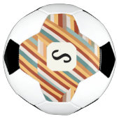 Custom Monogram Retro 70s Geometric Soccer Ball サッカーボール (回転)