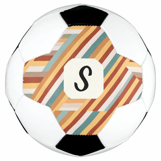Custom Monogram Retro 70s Geometric Soccer Ball サッカーボール (正面)