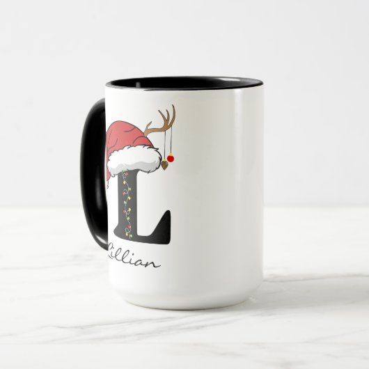 Custom Monogram Santa Claus Mug Gift for Friends マグカップ (正面左)