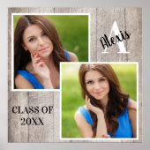 Custom Monogram Senior Portrait Rustic Collage ポスター (正面)