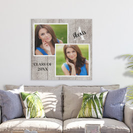 Custom Monogram Senior Portrait Rustic Collage ポスター