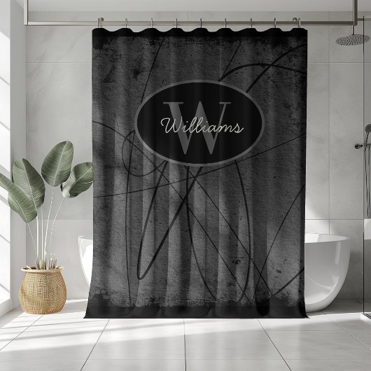 Custom Monogram Shower Curtain Abstract Masculine  シャワーカーテン