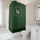 Custom Monogram Shower Curtain Dark Green Moody シャワーカーテン (インサイチュ)