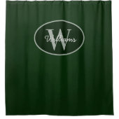 Custom Monogram Shower Curtain Dark Green Moody シャワーカーテン (正面)