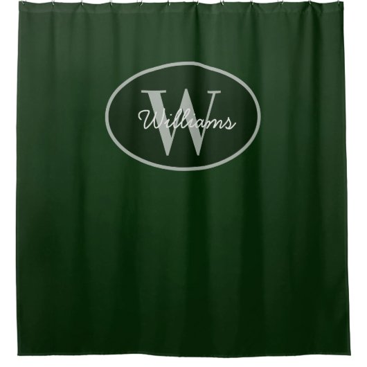 Custom Monogram Shower Curtain Dark Green Moody シャワーカーテン (正面)
