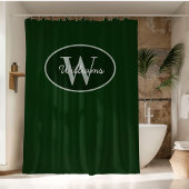 Custom Monogram Shower Curtain Dark Green Moody シャワーカーテン