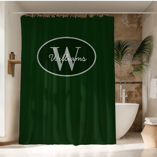 Custom Monogram Shower Curtain Dark Green Moody シャワーカーテン