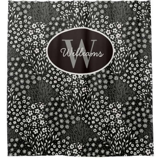Custom Monogram Shower Curtain Granny Chic Bath シャワーカーテン (正面)