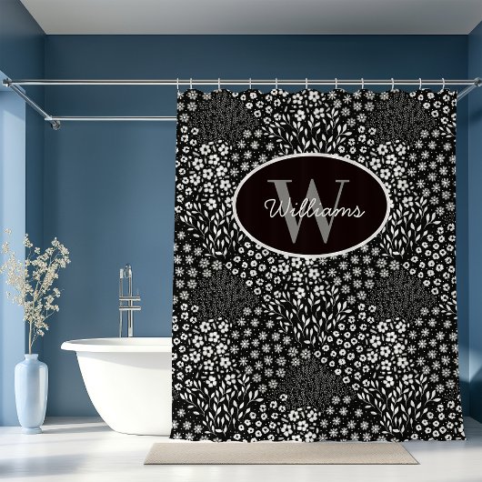 Custom Monogram Shower Curtain Granny Chic Bath シャワーカーテン