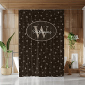 Custom Monogram Shower Curtain Hand Drawn Flowers シャワーカーテン