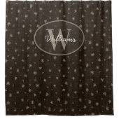 Custom Monogram Shower Curtain Hand Drawn Flowers シャワーカーテン (正面)