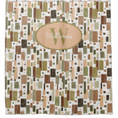 Custom Monogram Shower Curtain Mid Century Modern シャワーカーテン (正面)
