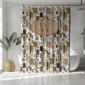 Custom Monogram Shower Curtain Mid Century Modern シャワーカーテン
