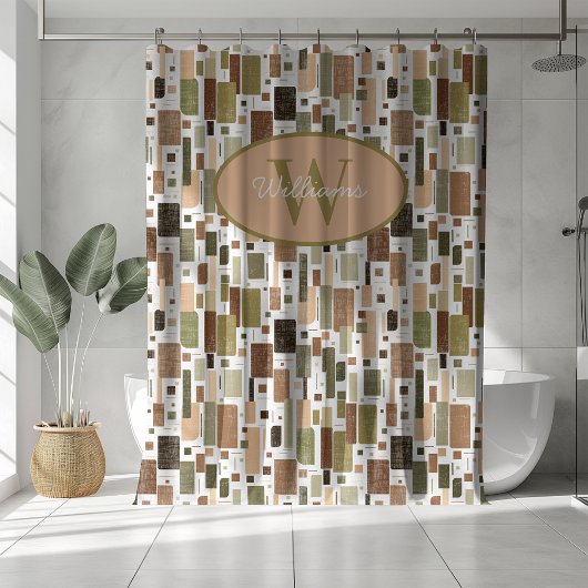 Custom Monogram Shower Curtain Mid Century Modern  シャワーカーテン