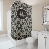 Custom Monogram Shower Curtain Modern Floral Bath シャワーカーテン (インサイチュ)