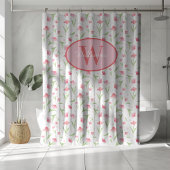 Custom Monogram Shower Curtain Pink Flowers Cute シャワーカーテン