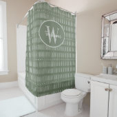 Custom Monogram Shower Curtain Sage Green Boho シャワーカーテン (インサイチュ)