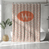 Custom Monogram Shower Curtain Terracotta Floral  シャワーカーテン