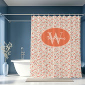 Custom Monogram Shower Curtain Terracotta Floral  シャワーカーテン