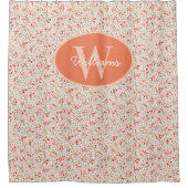 Custom Monogram Shower Curtain Terracotta Floral  シャワーカーテン (正面)