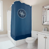 Custom Monogram Shower Curtains Blue Bathroom  シャワーカーテン (インサイチュ)