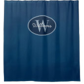 Custom Monogram Shower Curtains Blue Bathroom  シャワーカーテン (正面)