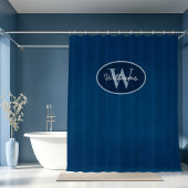 Custom Monogram Shower Curtains Blue Bathroom  シャワーカーテン