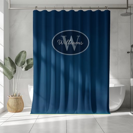Custom Monogram Shower Curtains Blue Bathroom  シャワーカーテン