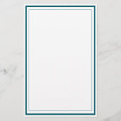 Custom Monogram Teal Blue Border Stationery  便箋 (裏面)