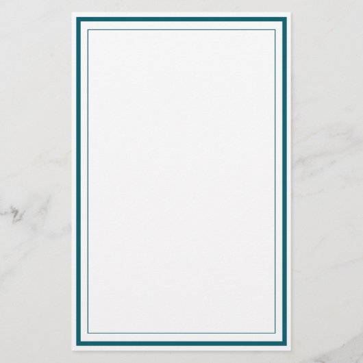 Custom Monogram Teal Blue Border Stationery 便箋 (裏面)