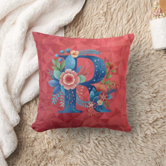 Custom Monogram Throw Pillow for Home クッション (ブランケット)