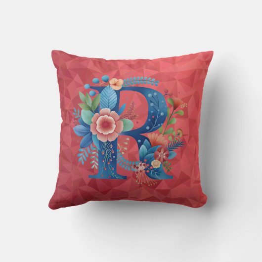 Custom Monogram Throw Pillow for Home クッション (裏面)