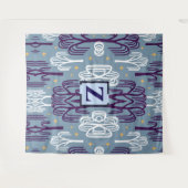 Custom Monogram Willow Tree Blue Wall Tapestry タペストリー (正面(横))