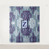 Custom Monogram Willow Tree Blue Wall Tapestry タペストリー (正面)