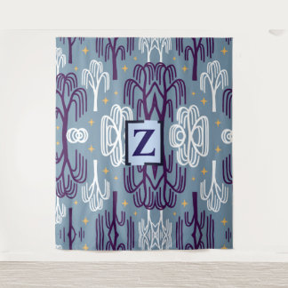 Custom Monogram Willow Tree Blue Wall Tapestry タペストリー