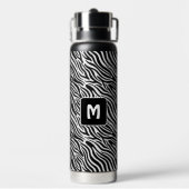 Custom Monogram Zebra Pattern ウォーターボトル (背面)
