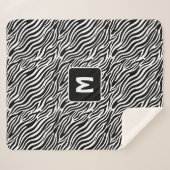 Custom Monogram Zebra Pattern シェルパブランケット (正面(横))