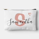 Custom Monogram Zipper Pouch Blush Pink Letter アクセサリーポーチ (正面)