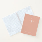 Custom Monogrammed Peach Spiral Notebook ノートブック (内部)