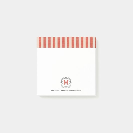 Custom Monograms Post-it® Notes in retro style. ポストイット (正面)