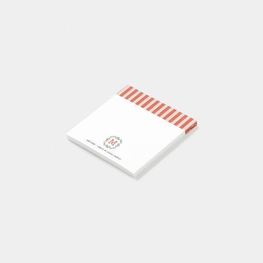 Custom Monograms Post-it® Notes in retro style. ポストイット (アングル)
