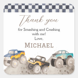 Custom Monster Truck Birthday Stickers スクエアシール