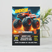 Custom Monster Truck Cars Birthday Party  招待状 (スタンド正面)